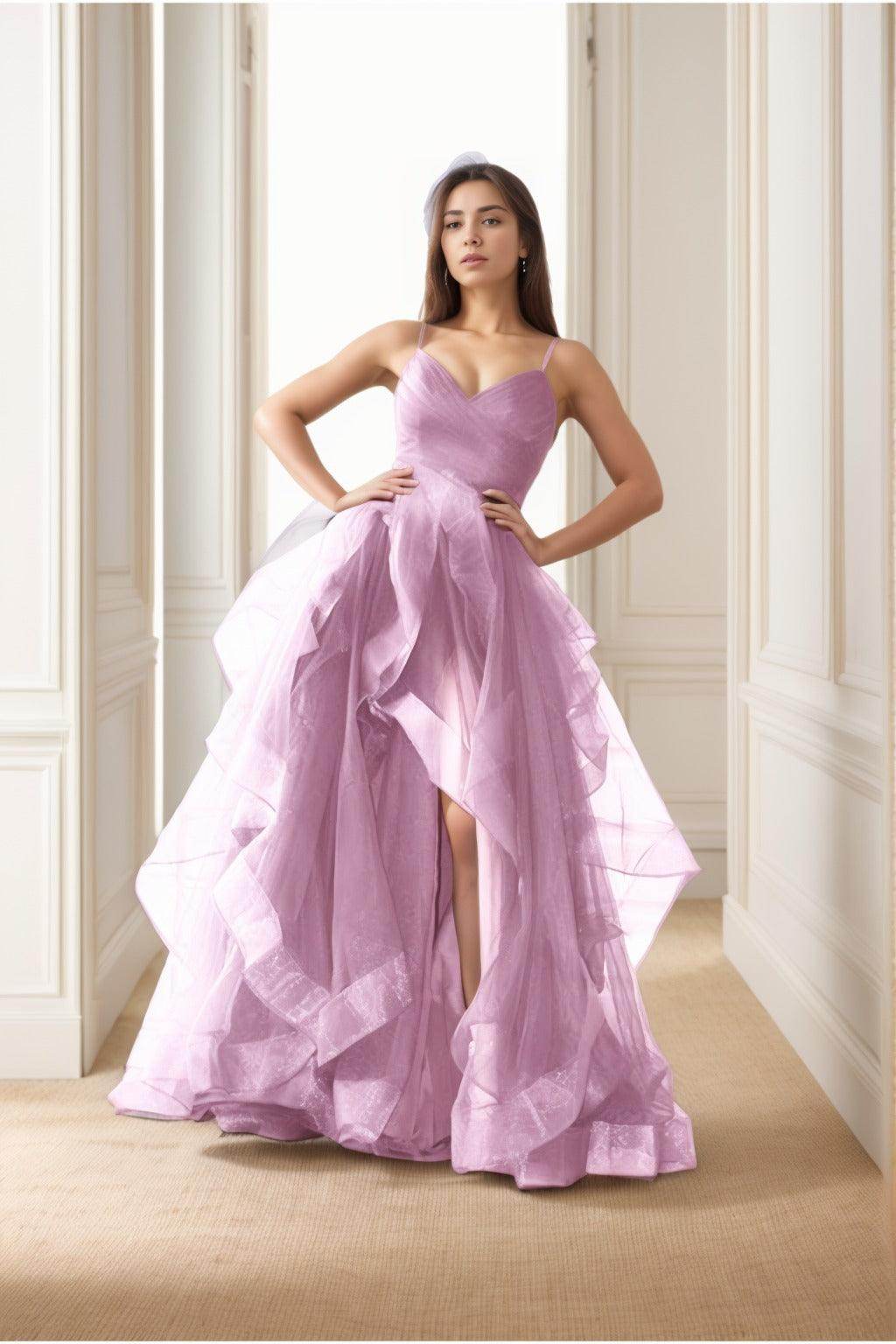 A-Line Floor-Length Tulle Prom Dress CS0412