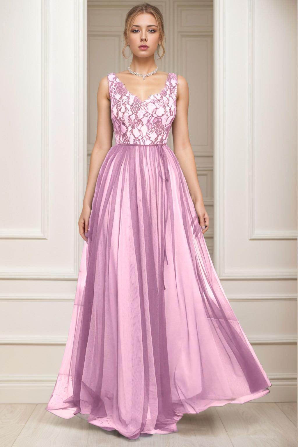 A-Line Sweep-Brush Train Tulle Prom Dress CS0466