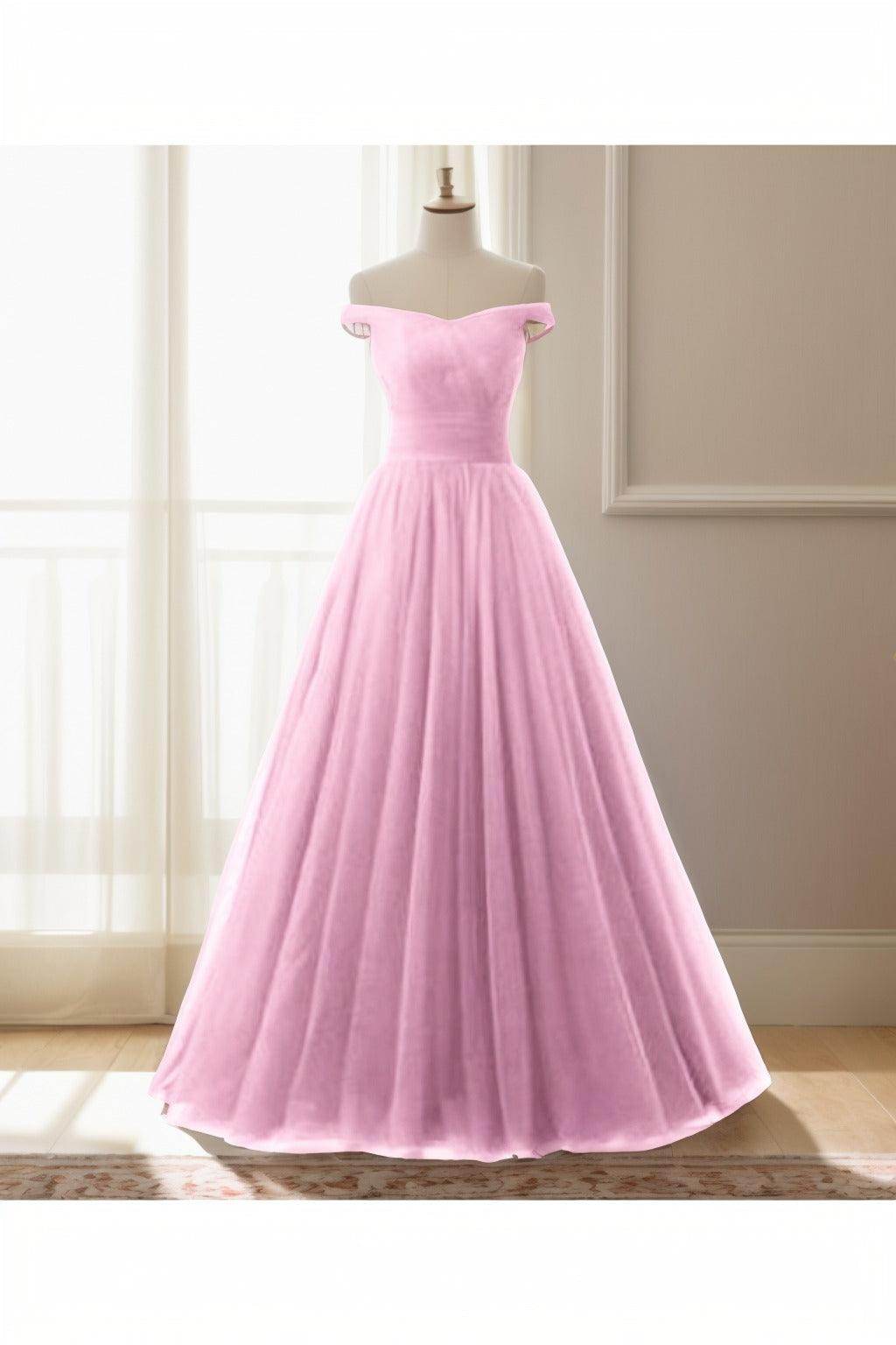 A-Line Floor Length Tulle Prom Dress CS0459