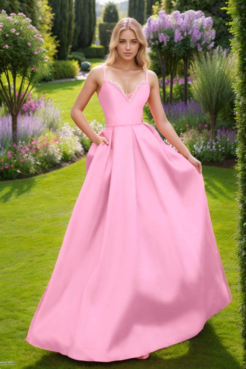 A-Line Floor Length Satin Prom Dress CS0451