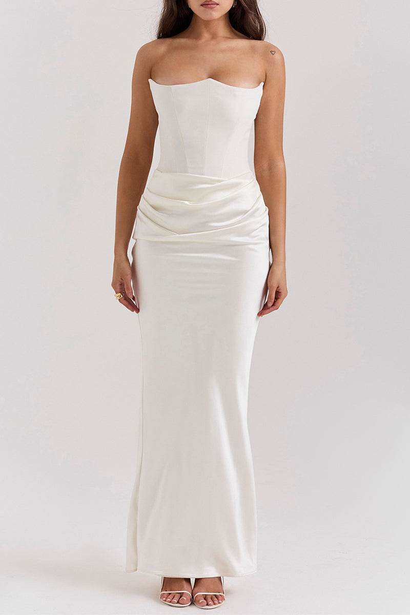 Sheath-Column Maxi Satin Dress 890654168879