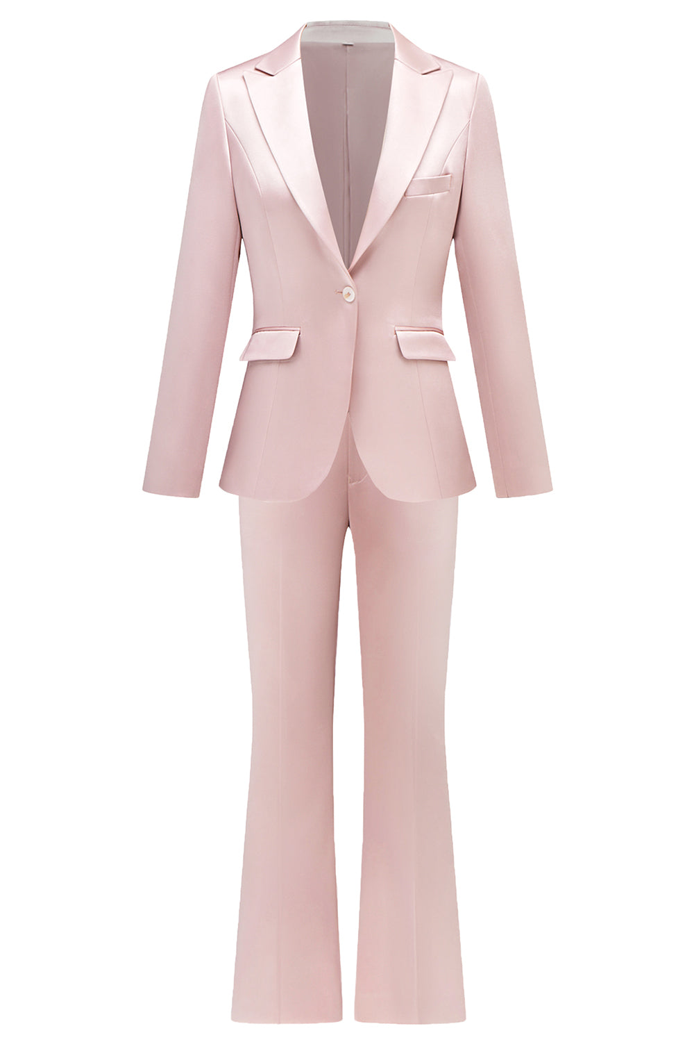 Grey Pink 2 Pieces Notched Lapel Long Sleeves Women Suits