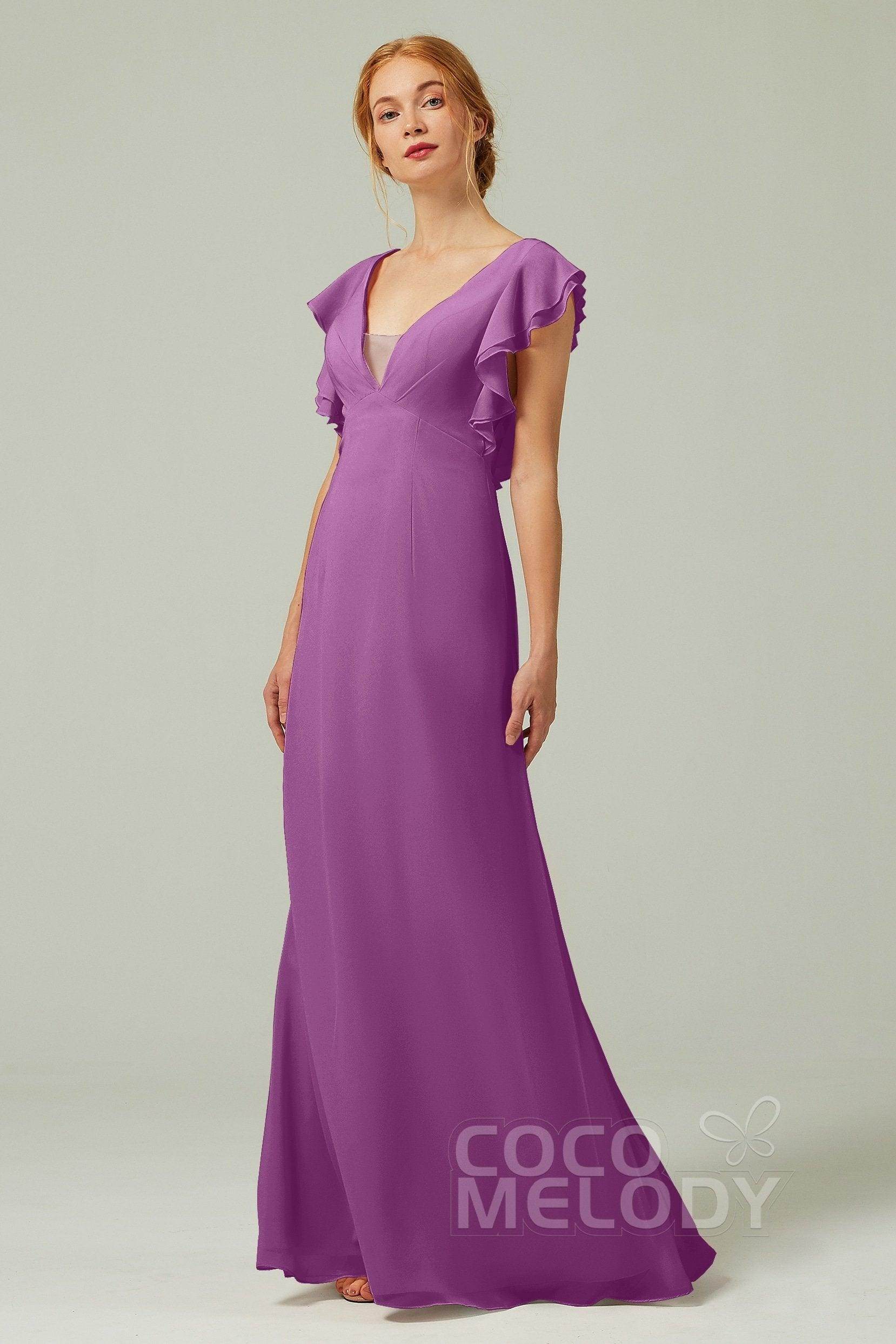 Sheath-Column Floor Length Chiffon Bridesmaid Dress CB0304