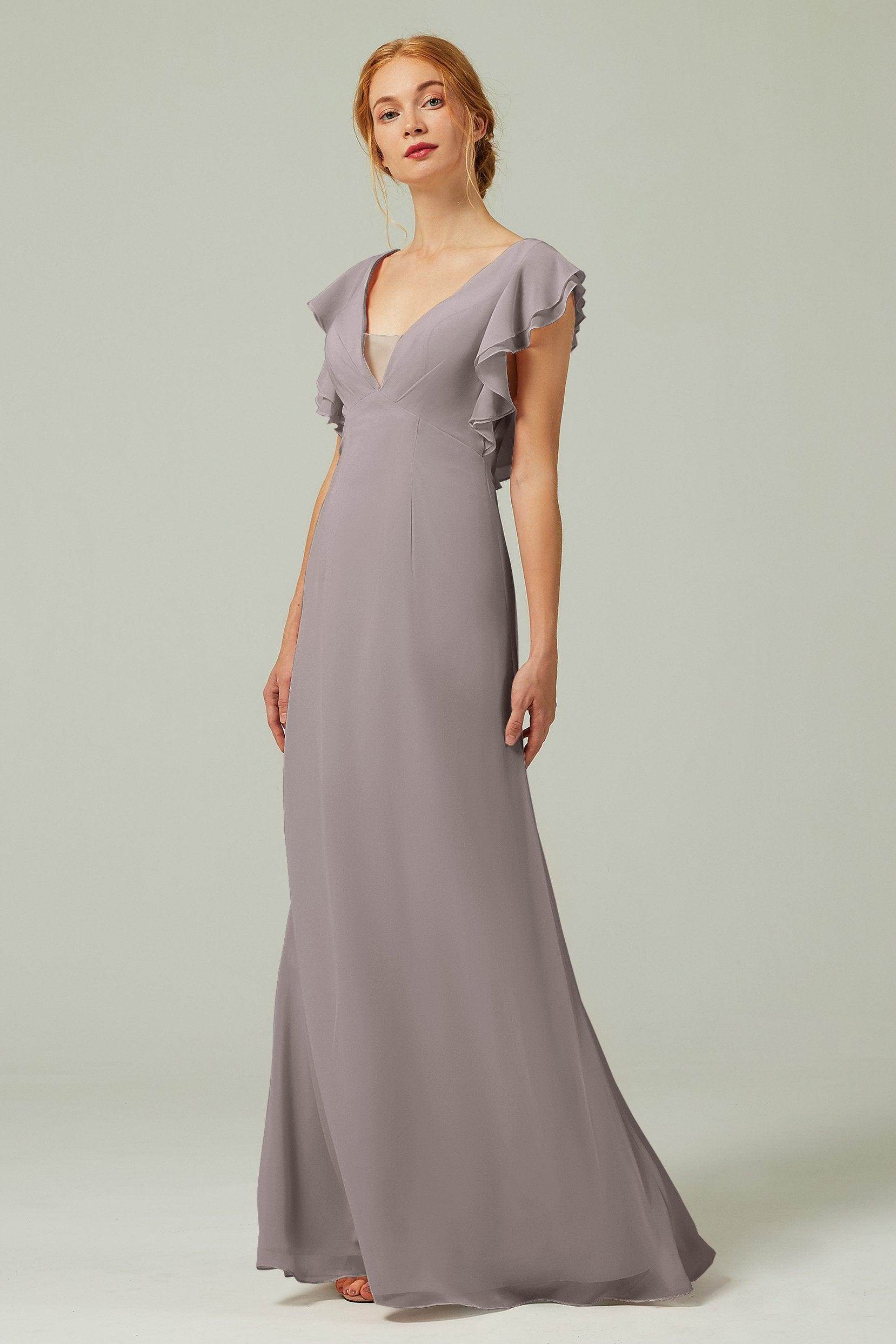 Sheath-Column Floor Length Chiffon Bridesmaid Dress CB0304