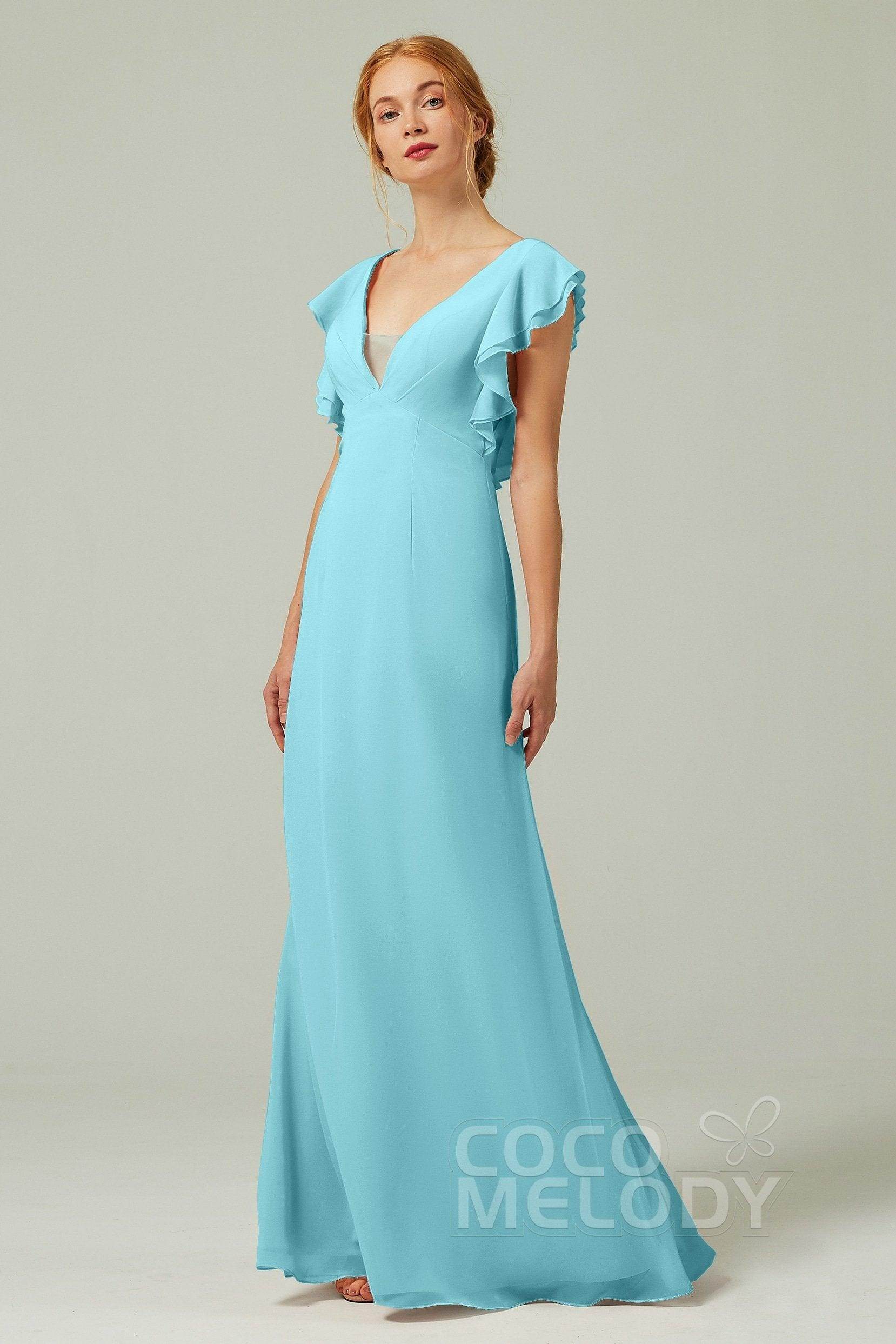 Sheath-Column Floor Length Chiffon Bridesmaid Dress CB0304
