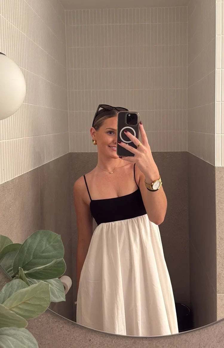 Akari White Contrast Maxi Dress