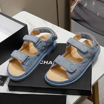 CC 25S Dad Sandal Blue Denim Beige Calfskin