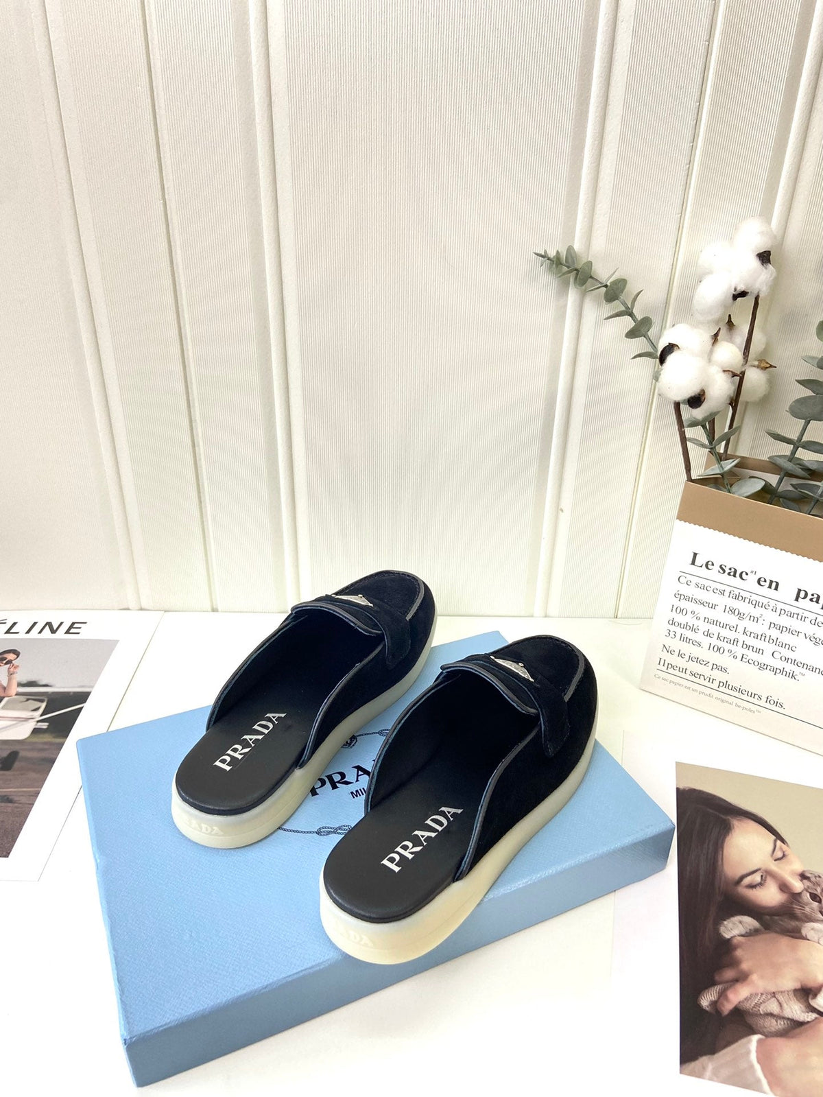 Prada Silhouette Mule Black Soft Suede 839207
