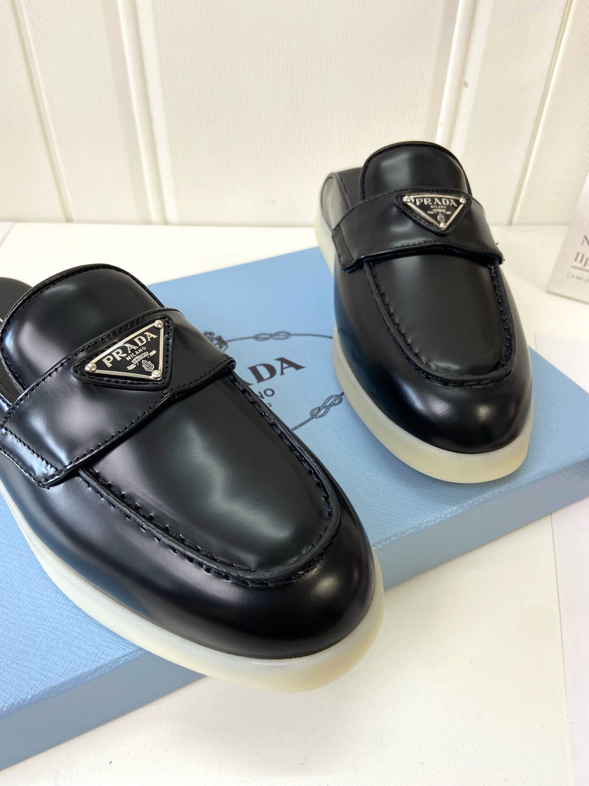 Prada Silhouette Mule Black Leather 839203