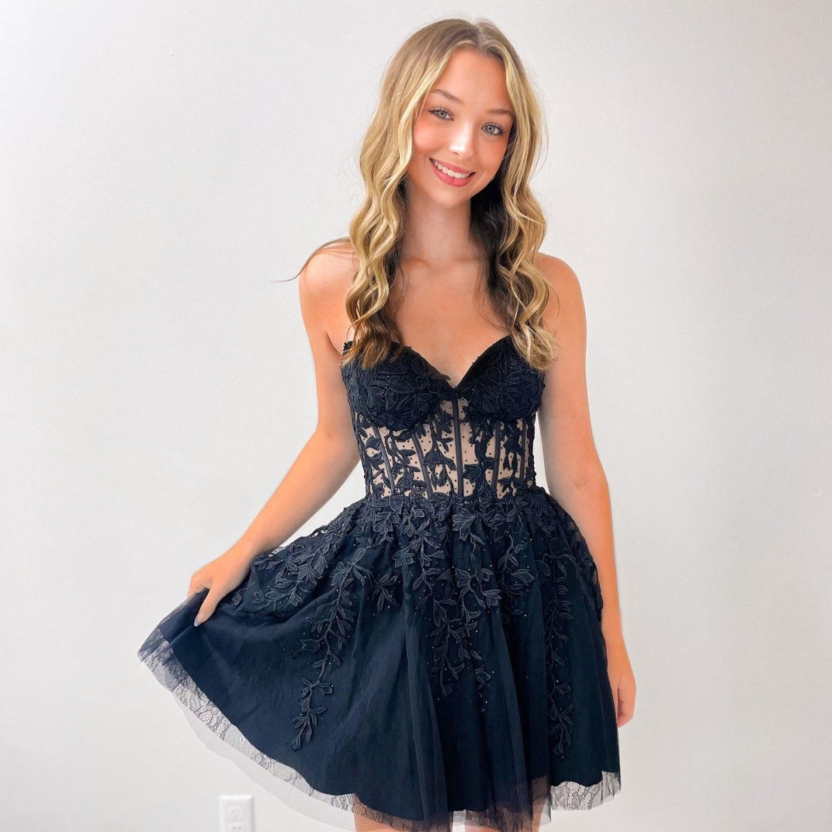 A-line Appliques Corset Homecoming Dress