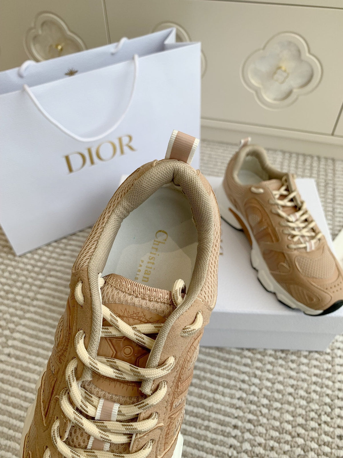 CD Chrono Sneaker In Brown Mesh Fabric And Suede  105381