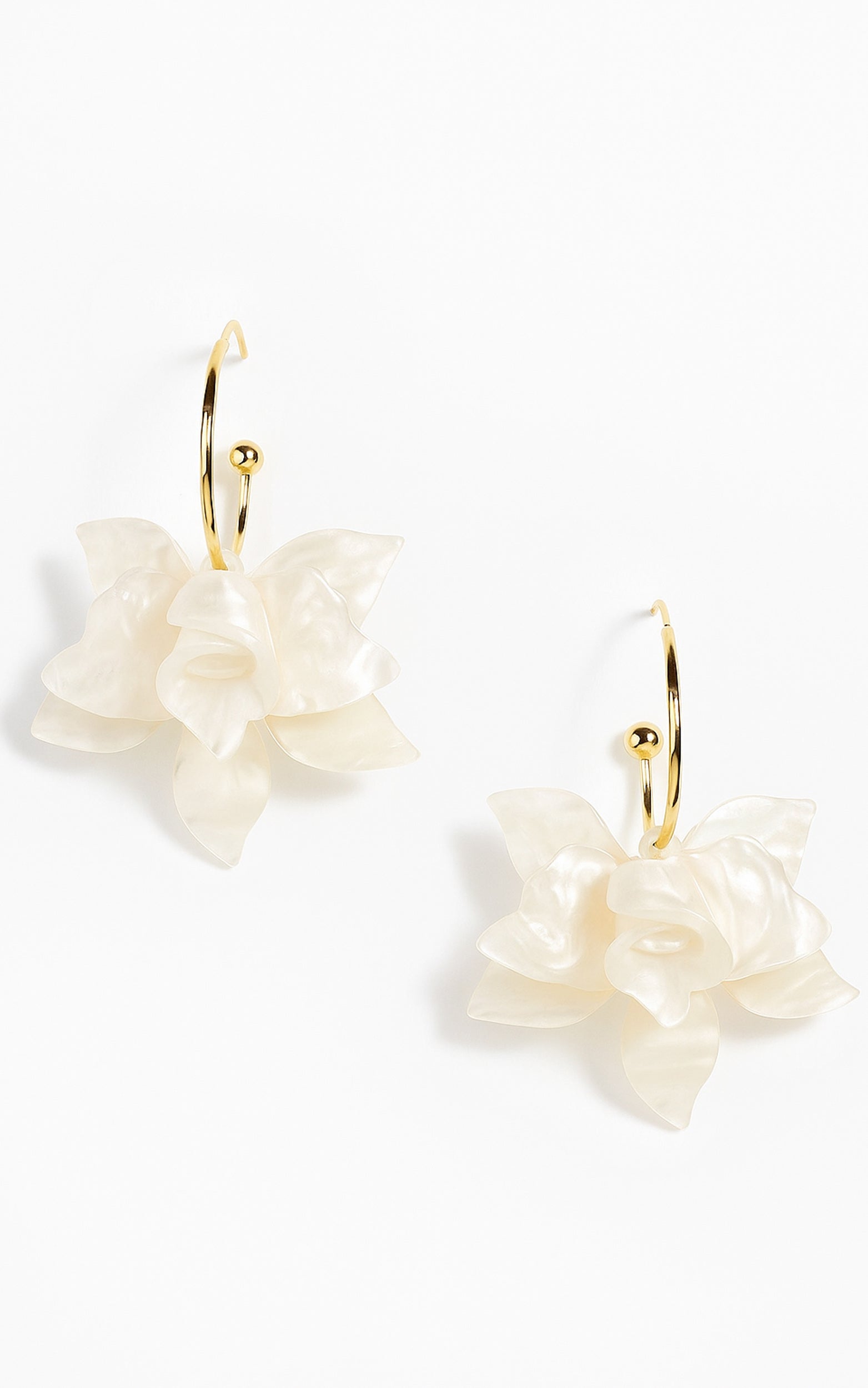 Alessandra Earrings - Pearl Flower Hoop Earrings in Shell