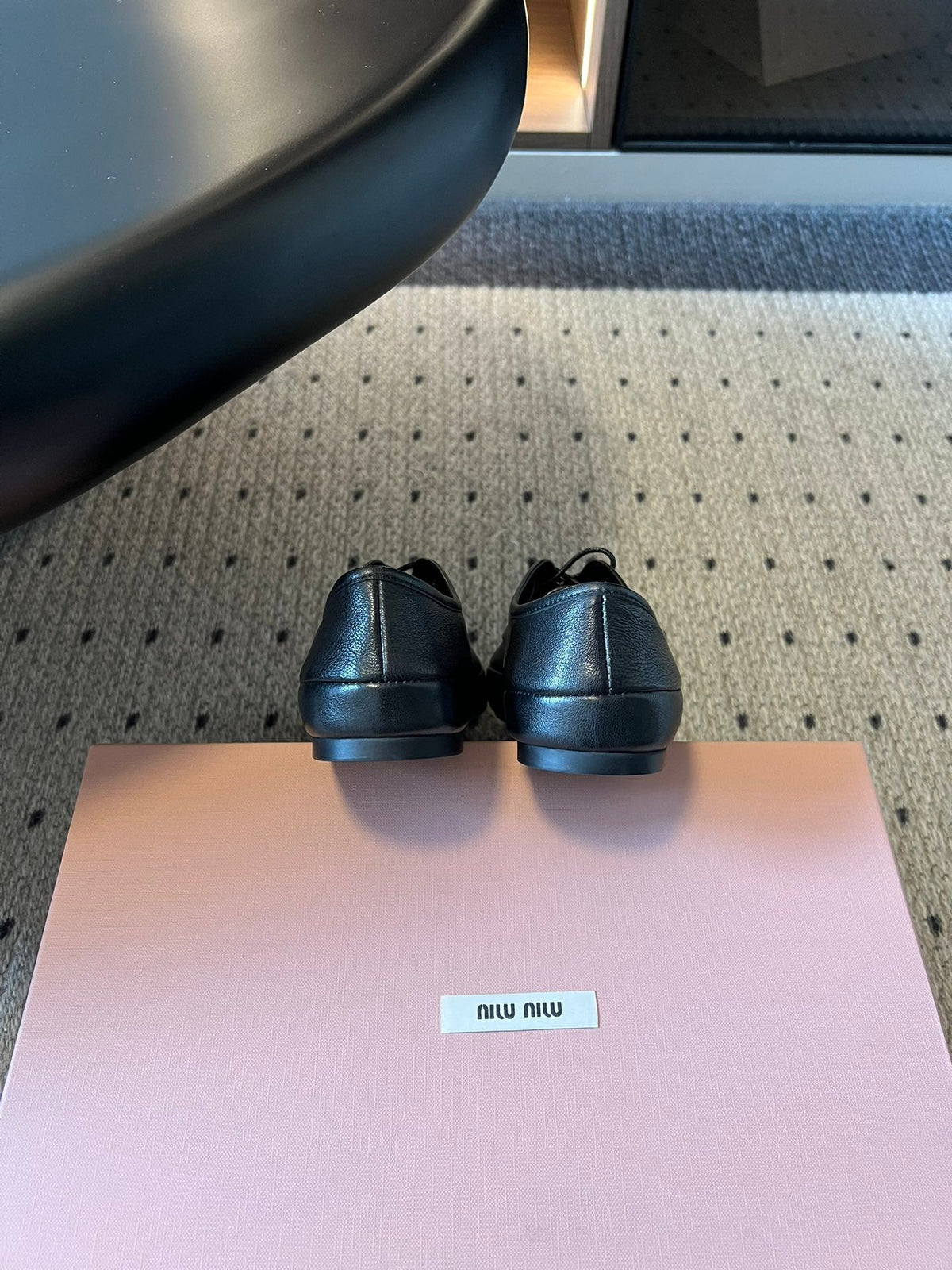 Miu 26s Lace-up Leather Shoes Black Sheepskin 726835