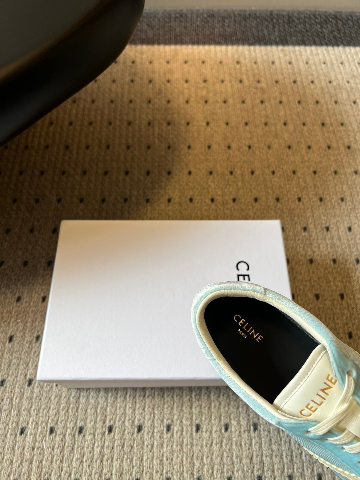 Celine 26s Sneakers In Pastel Blue Velvet