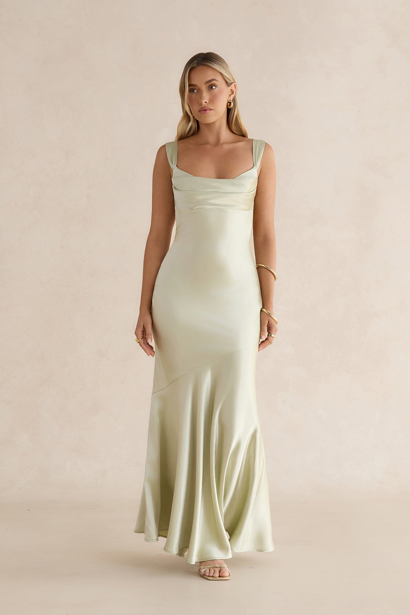 Wish From An Angel Satin Maxi Dress Sage