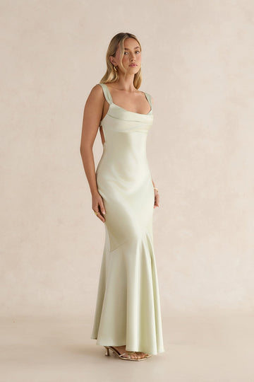 Wish From An Angel Satin Maxi Dress Sage