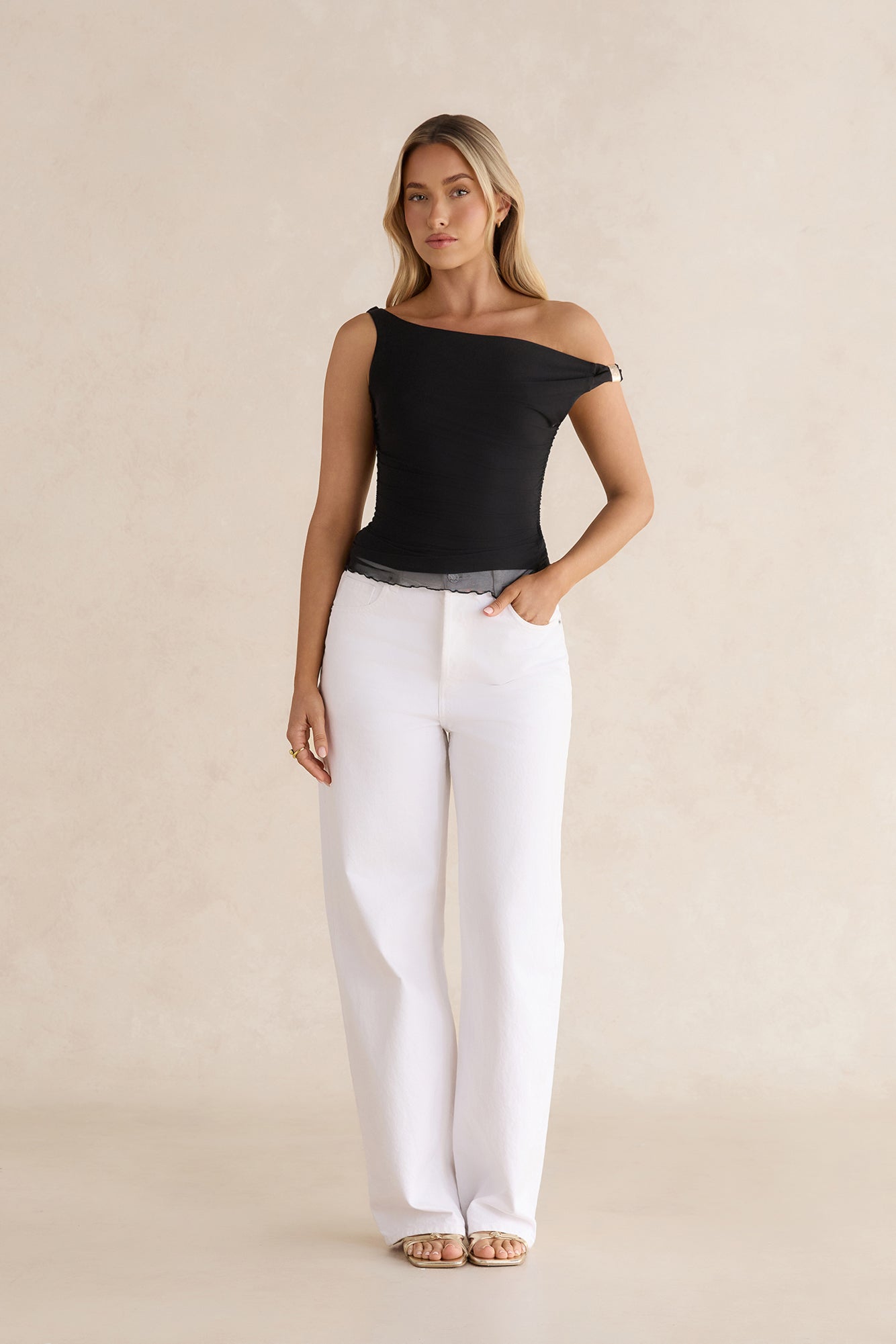 Sunset Ride Mesh Off Shoulder Black