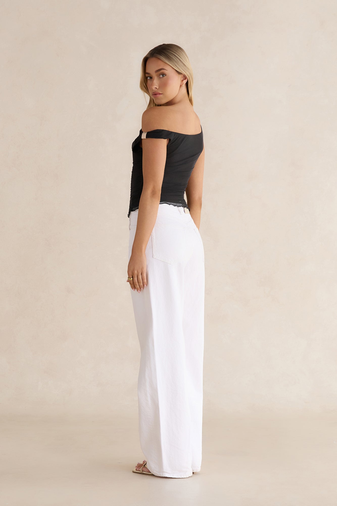 Sunset Ride Mesh Off Shoulder Black