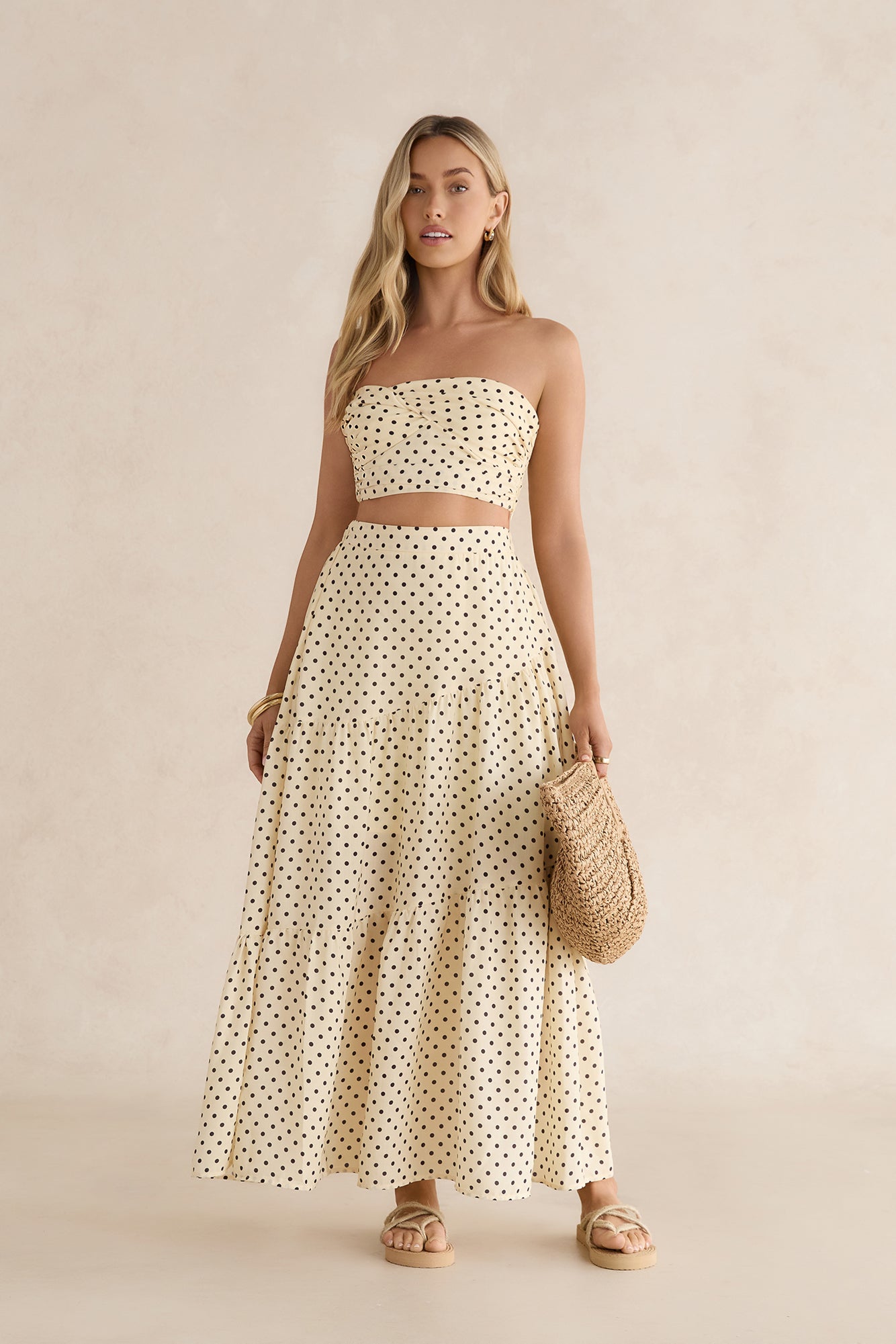 Shimmering Sands Polka Dot Crop Top Yellow