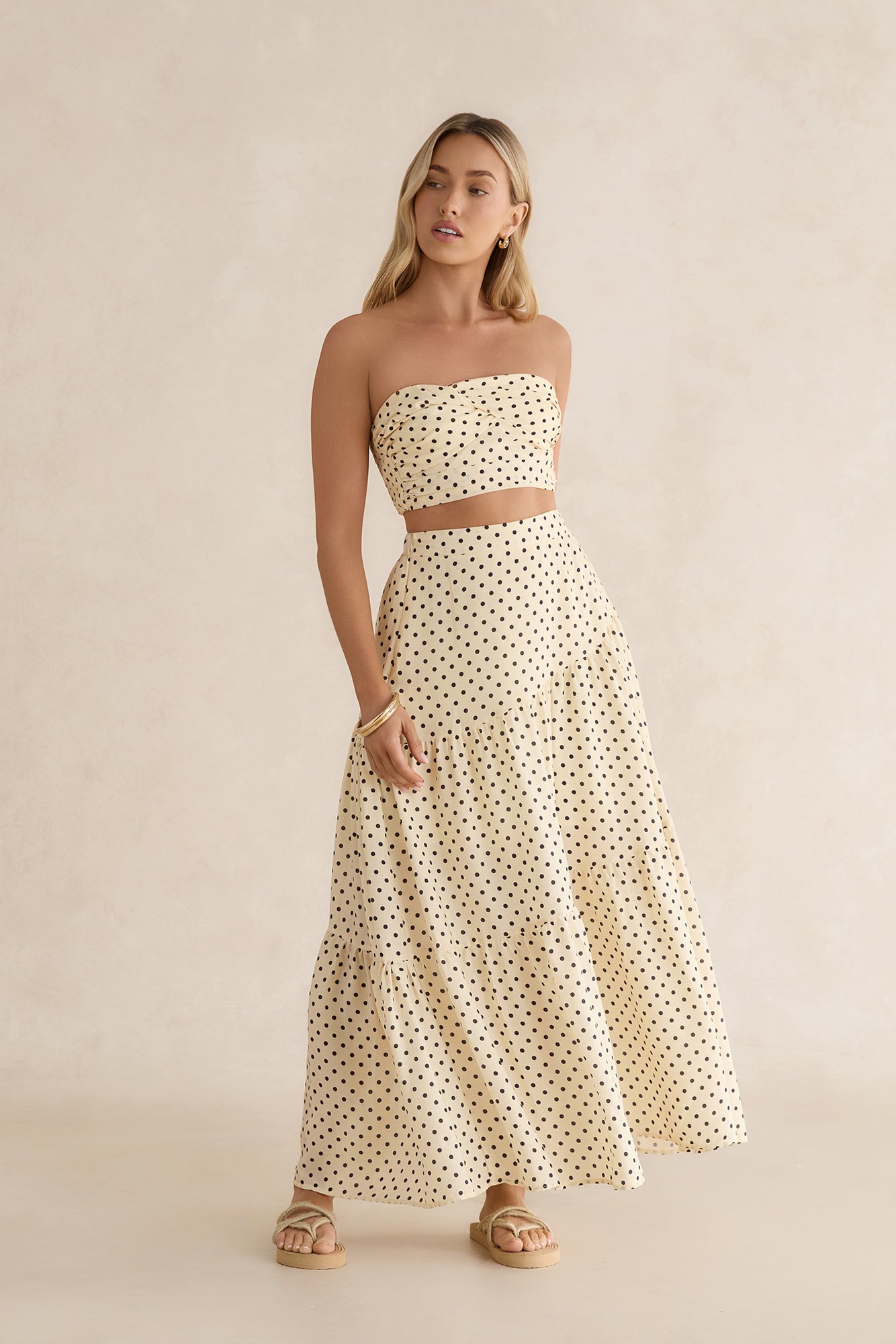 Shimmering Sands Polka Dot Crop Top Yellow