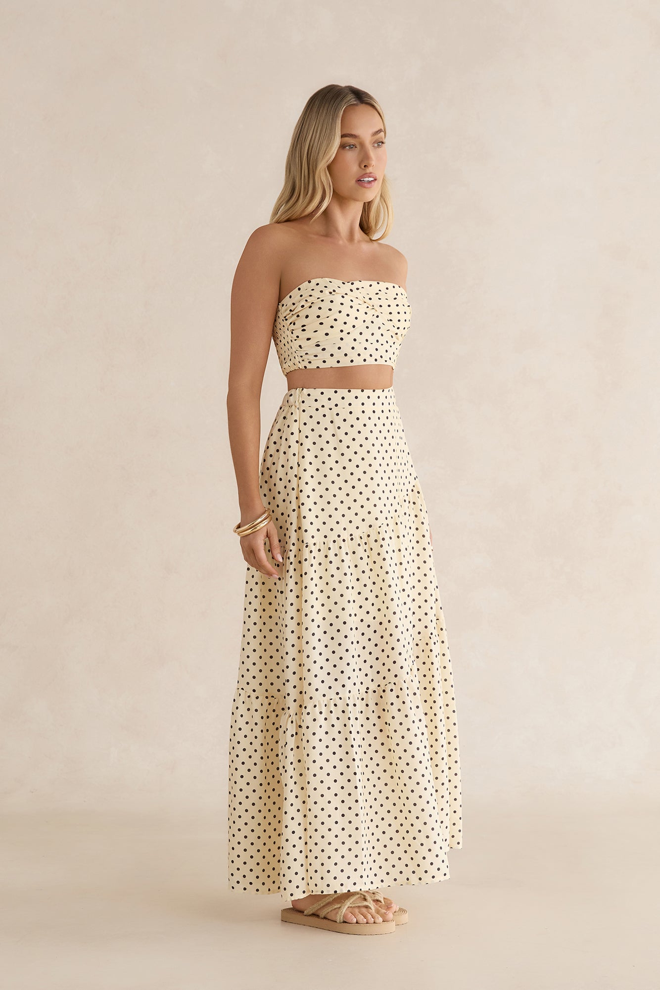 Shimmering Sands Polka Dot Maxi Skirt Yellow