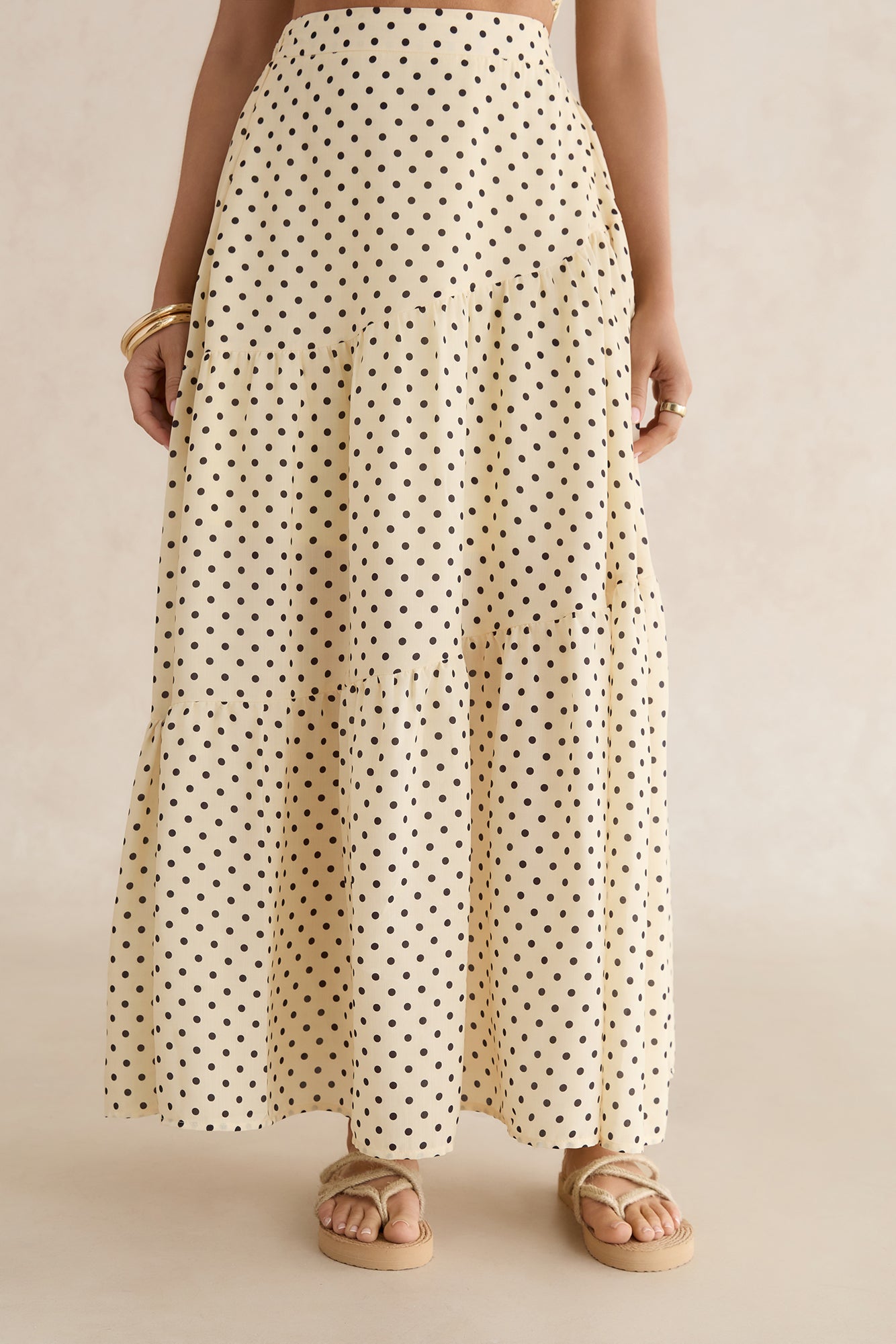 Shimmering Sands Polka Dot Maxi Skirt Yellow