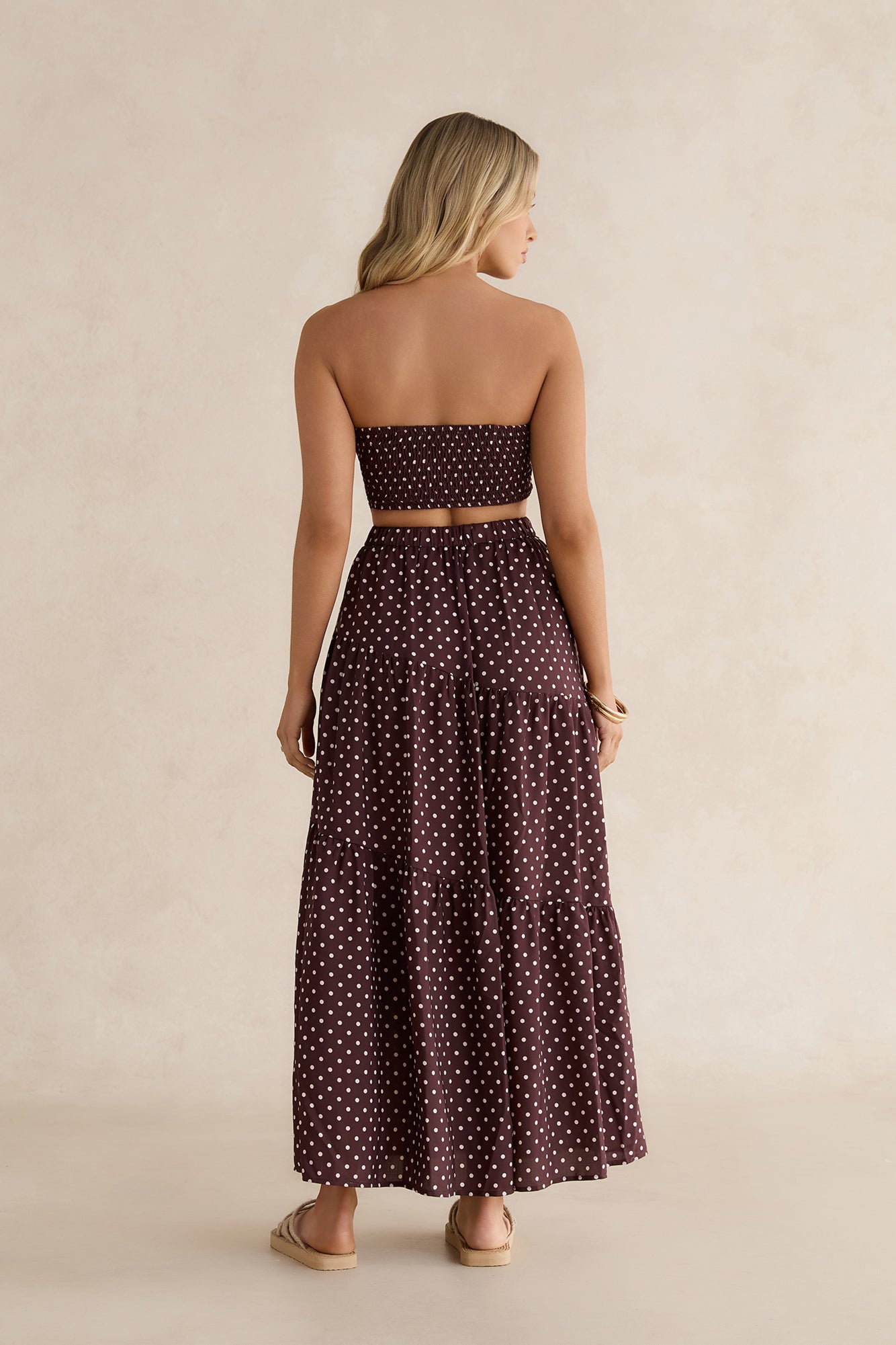 Shimmering Sands Polka Dot Crop Top Brown