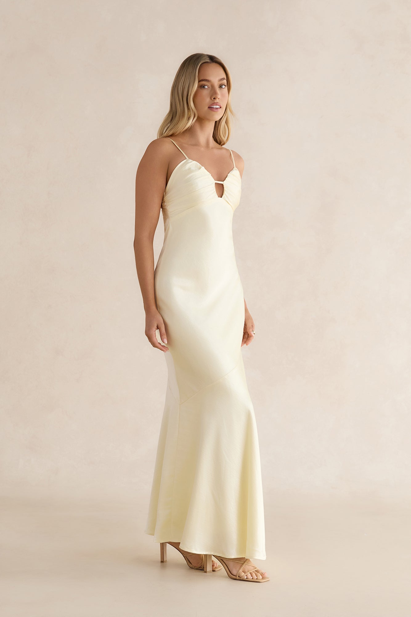 Golden Skies Satin Maxi Dress Yellow