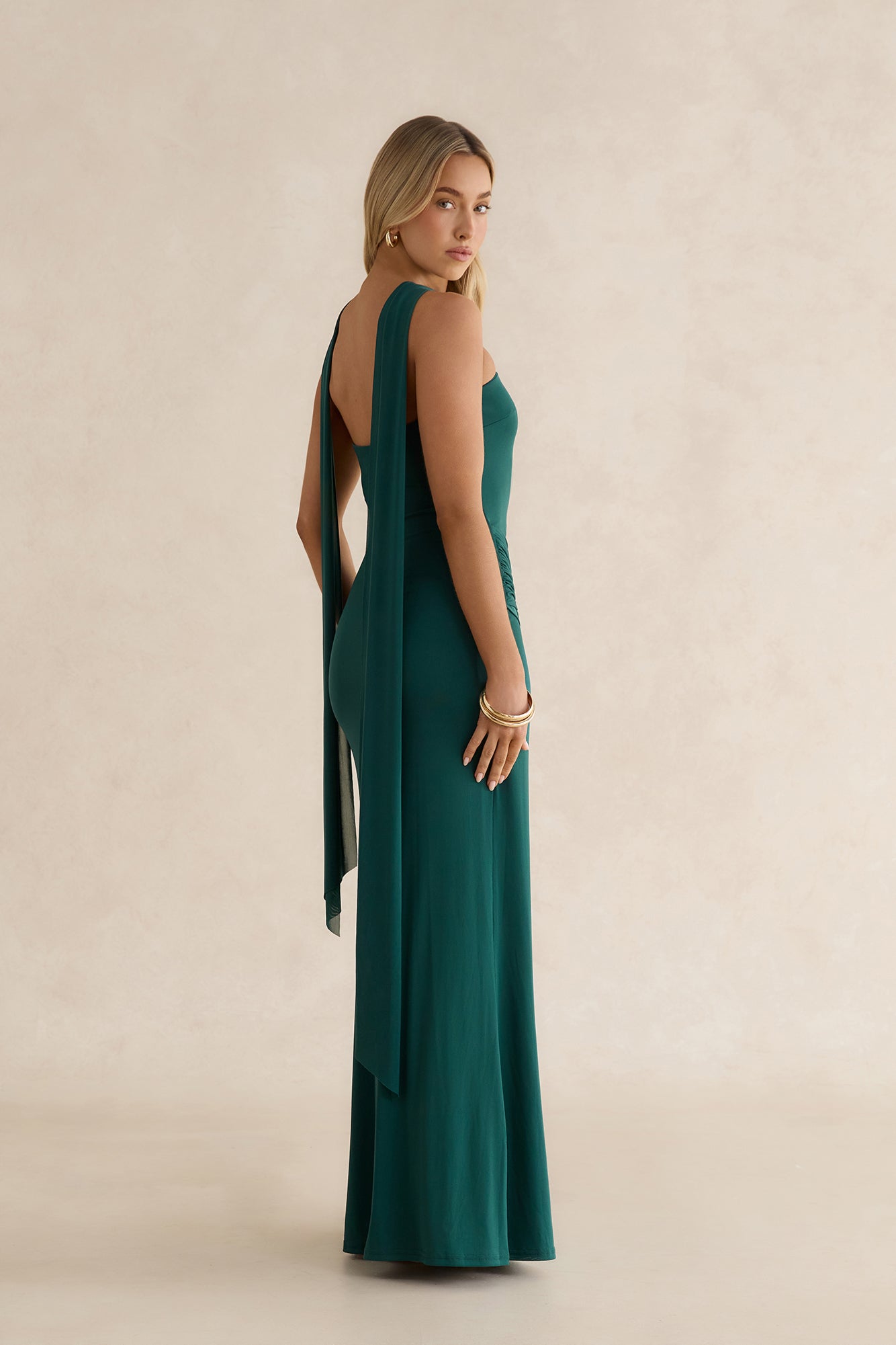 Day To Night Luxe Strapless Maxi Dress Green