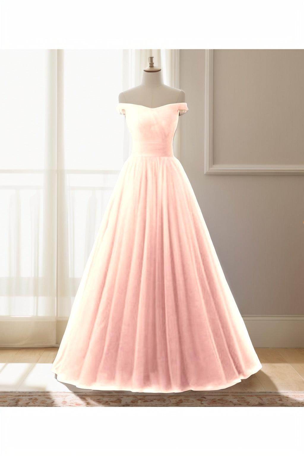 A-Line Floor Length Tulle Prom Dress CS0459
