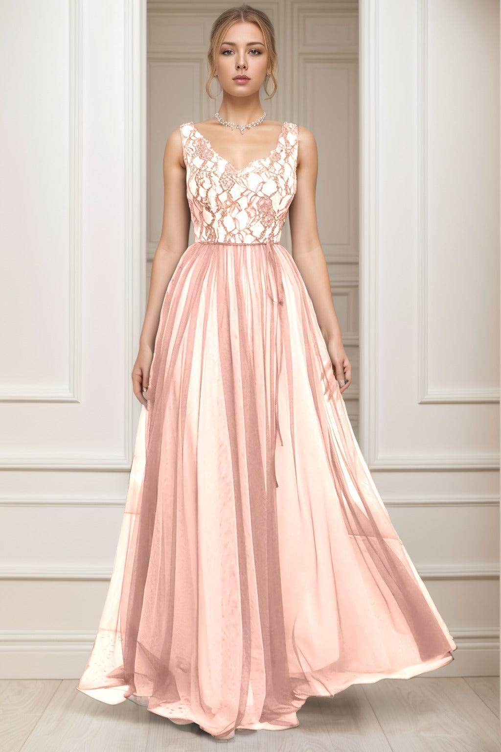 A-Line Sweep-Brush Train Tulle Prom Dress CS0466