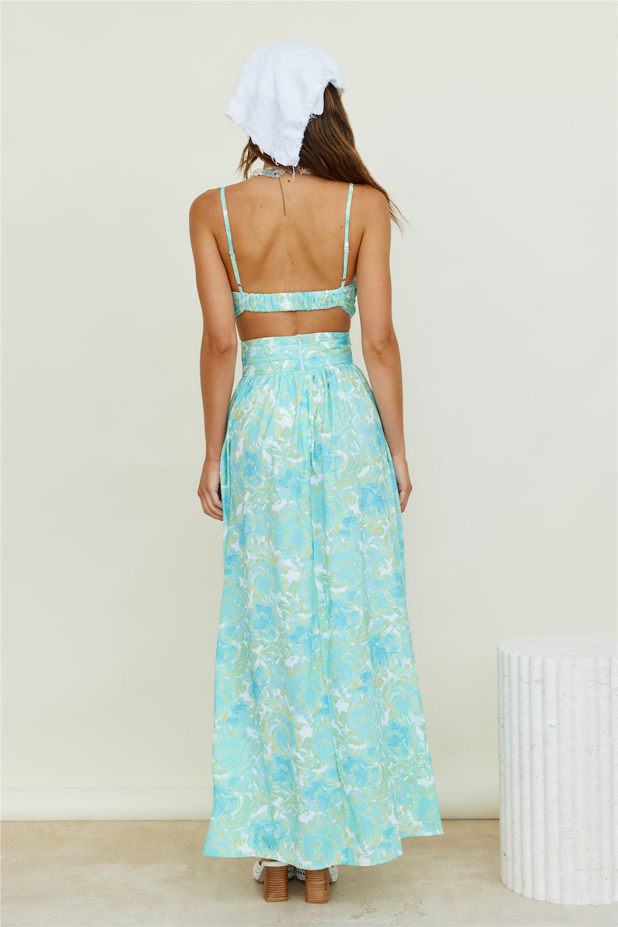 Sweet Morning Dew Maxi Skirt Blue