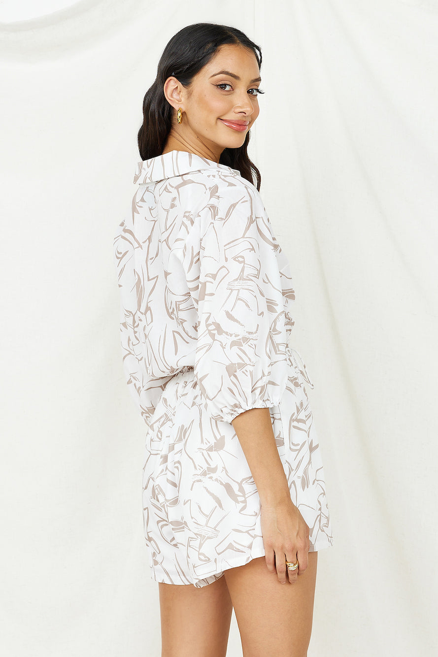 Free As A Bird Romper Beige