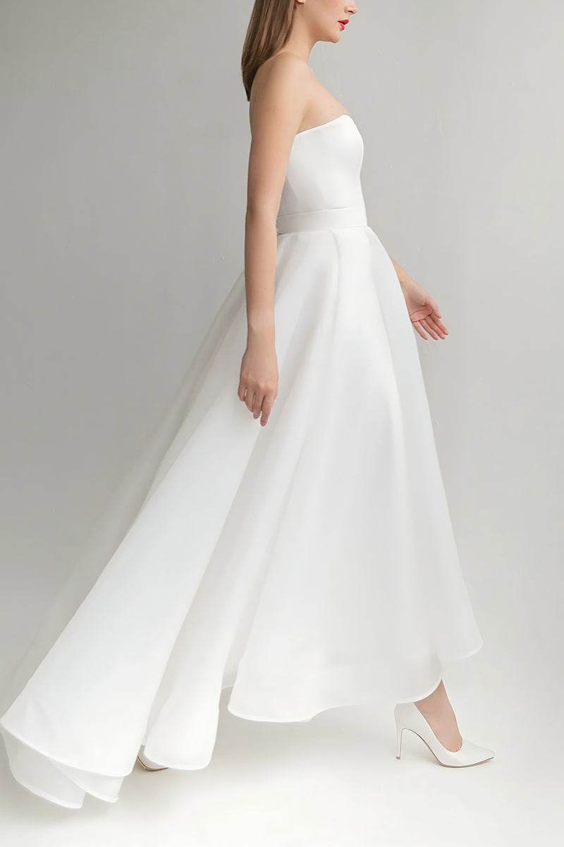 A-Line  Ankle Length Organza Little White Dress 100009