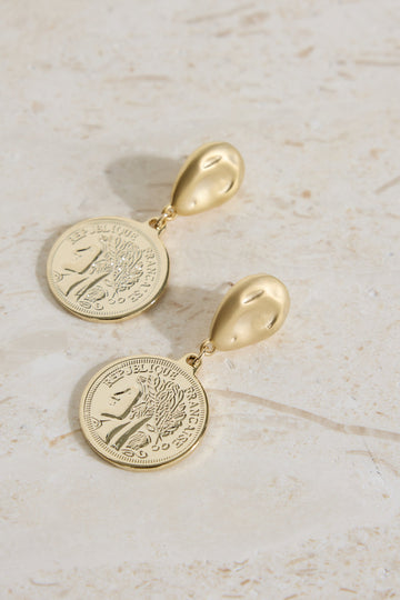 18K Gold Plated Lucky Coin Earrings Gold