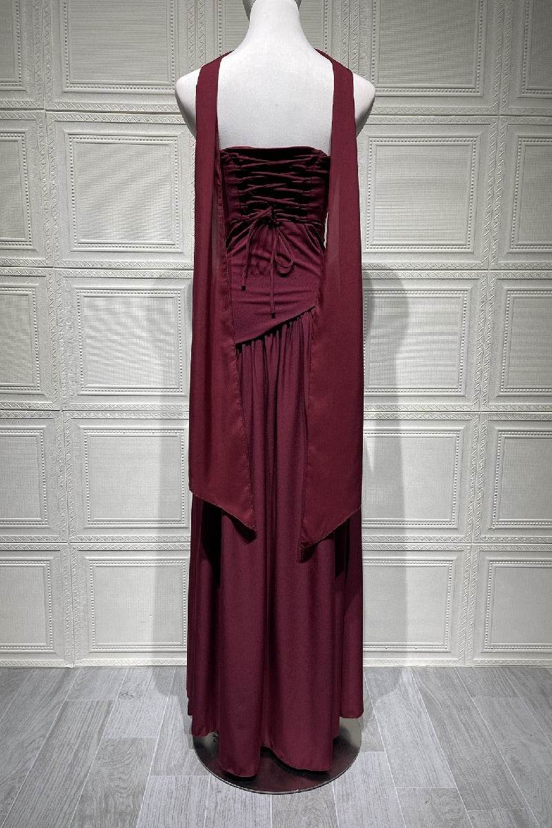 A-Line Maxi Knitted Fabric Dress 970800986791