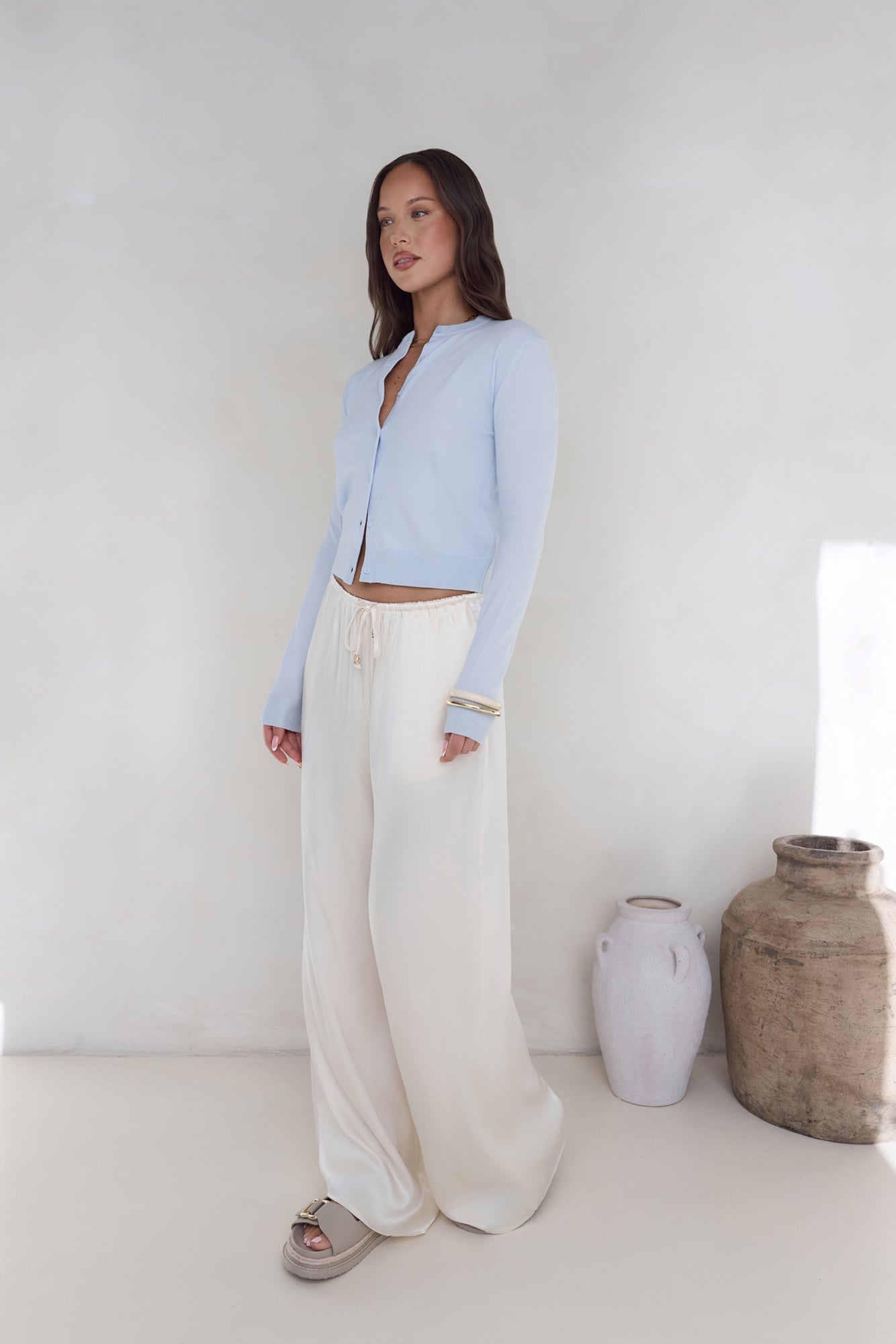 In The Reflection Satin Pants Cream
