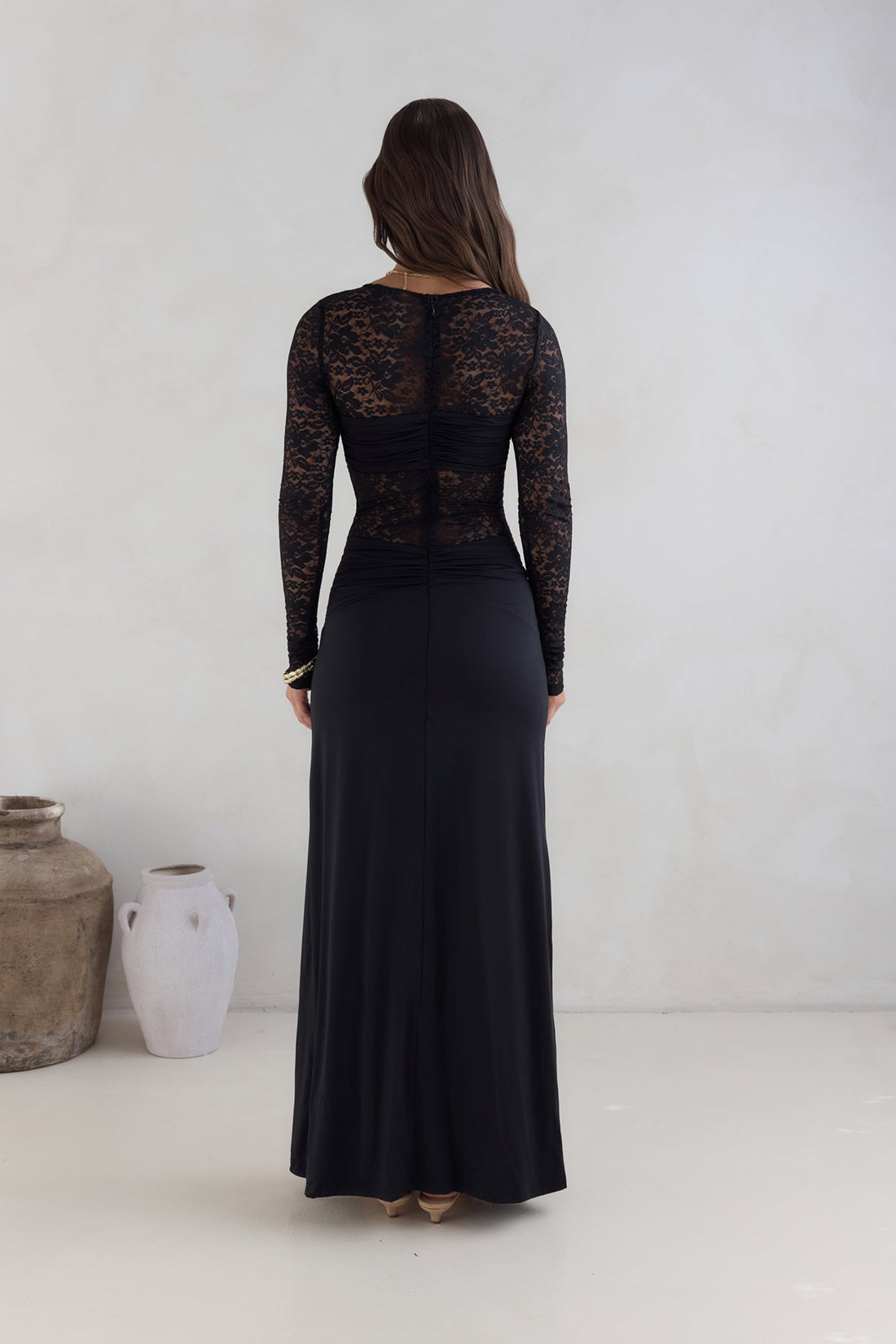 Larna Sleeved Maxi Dress Black