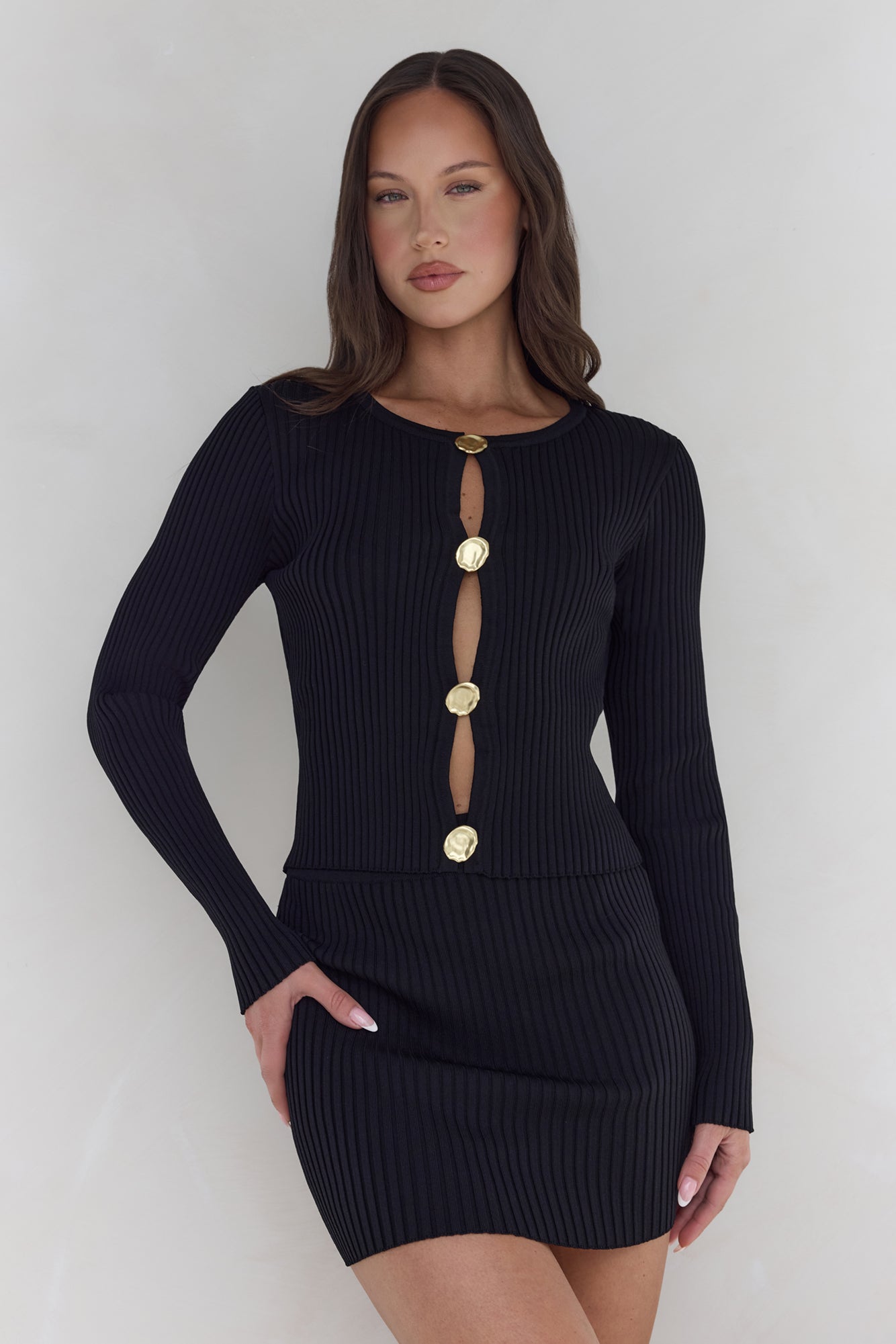 Snowdrop Knit Mini Skirt Black