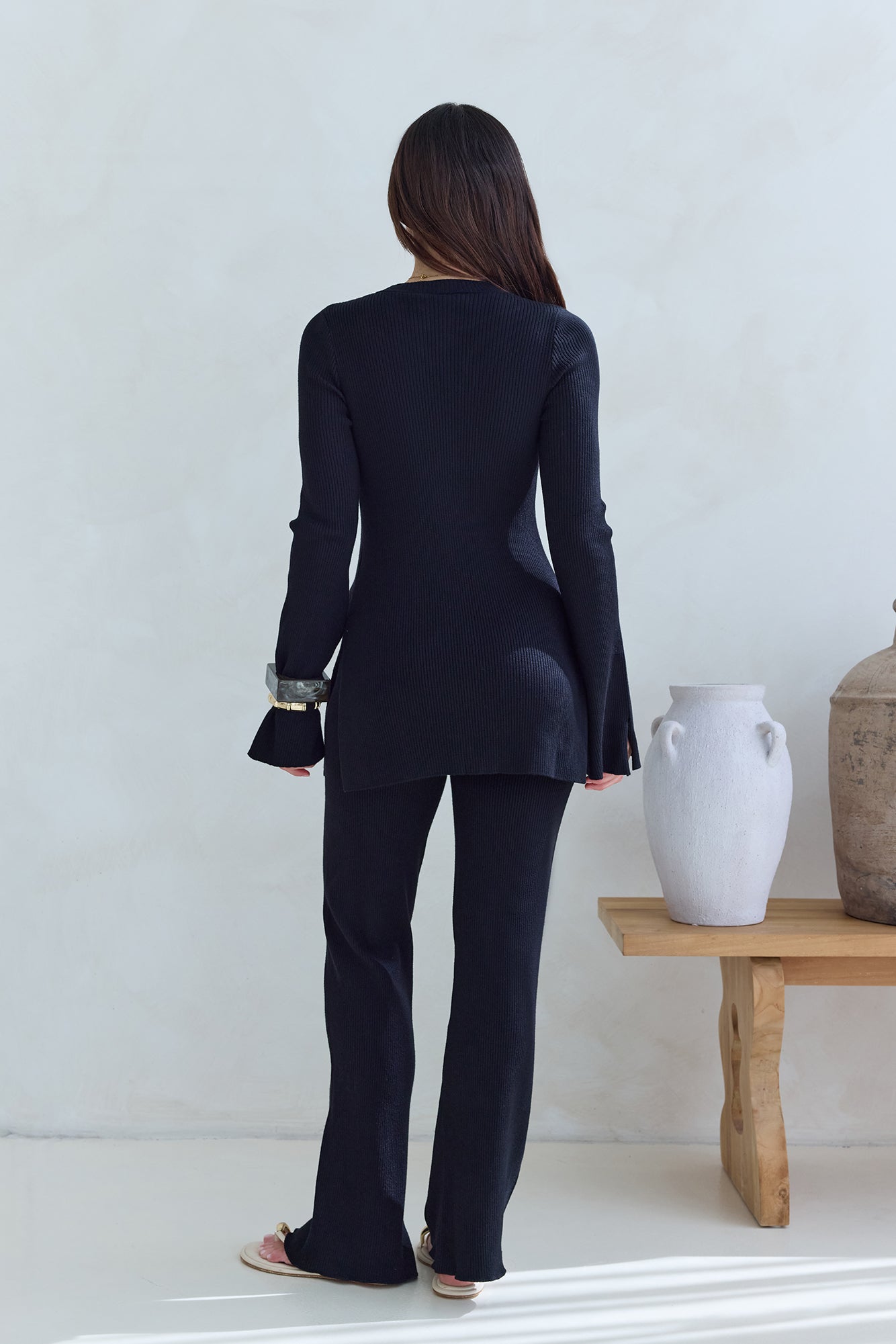 Cosy Holidays Ribbed Pants Black