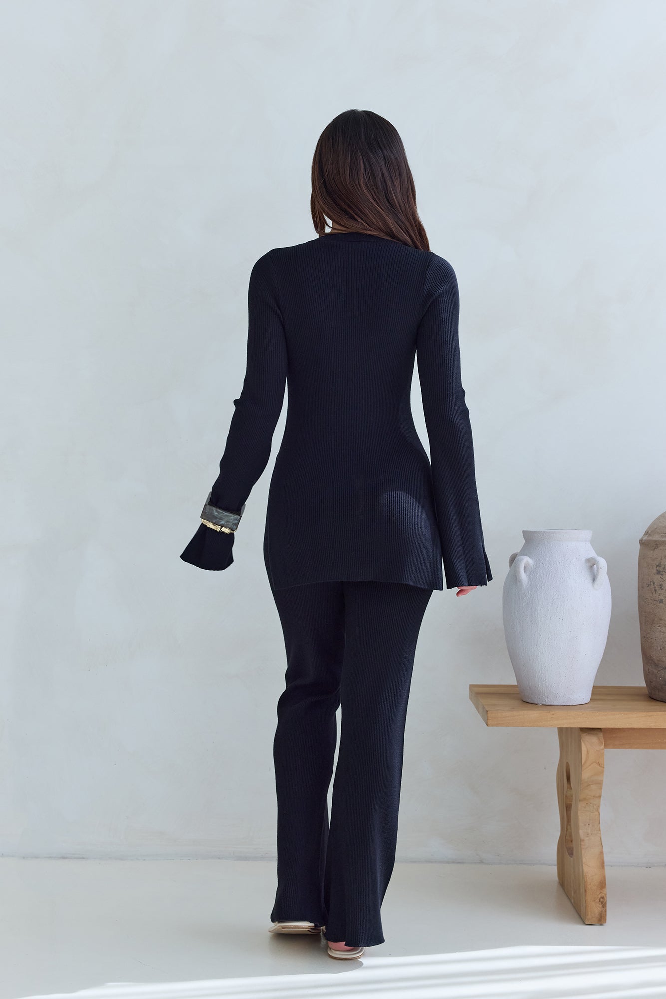 Cosy Holidays Ribbed Pants Black