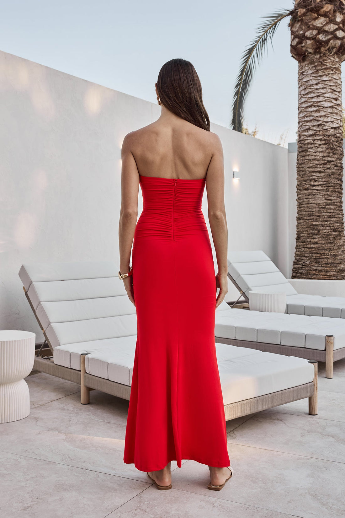 Cool Love Strapless Maxi Dress Red