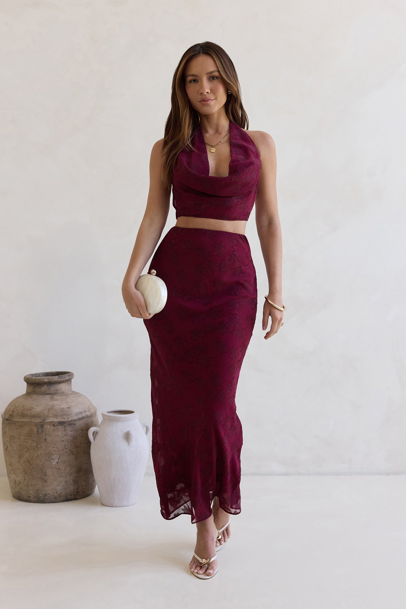 She's The Flame Maxi Skirt Wine