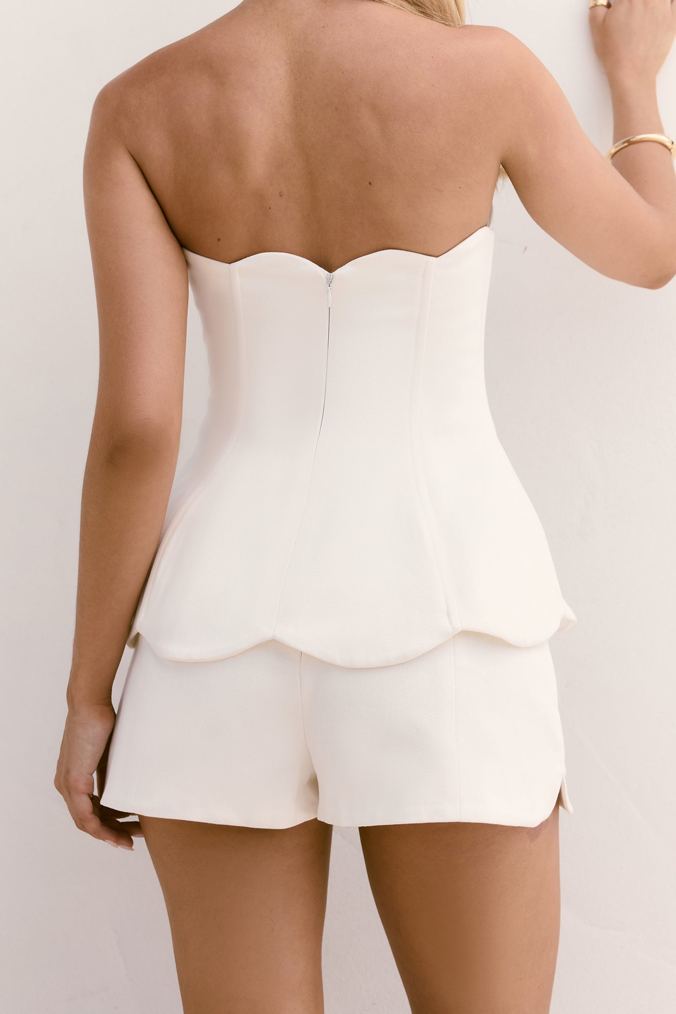 Dewdrop Dreams Strapless Top White