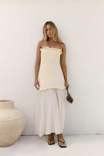 Dear Valentine Strapless Maxi Dress Cream