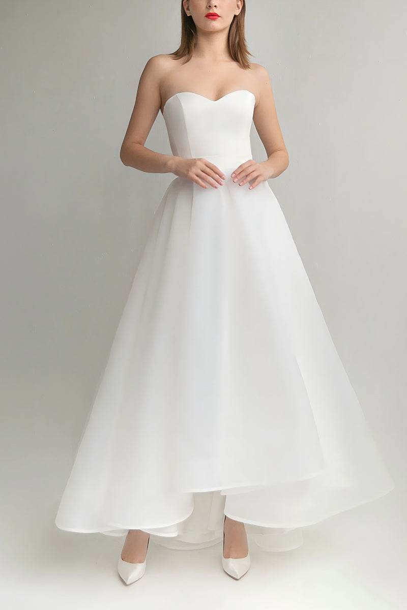 A-Line  Ankle Length Organza Little White Dress 100009
