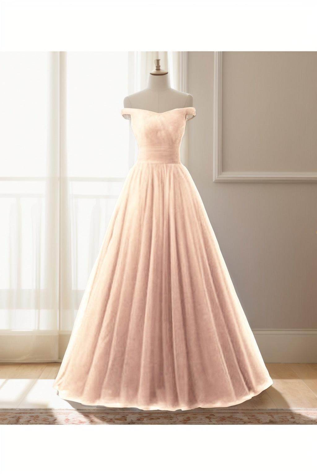 A-Line Floor Length Tulle Prom Dress CS0459