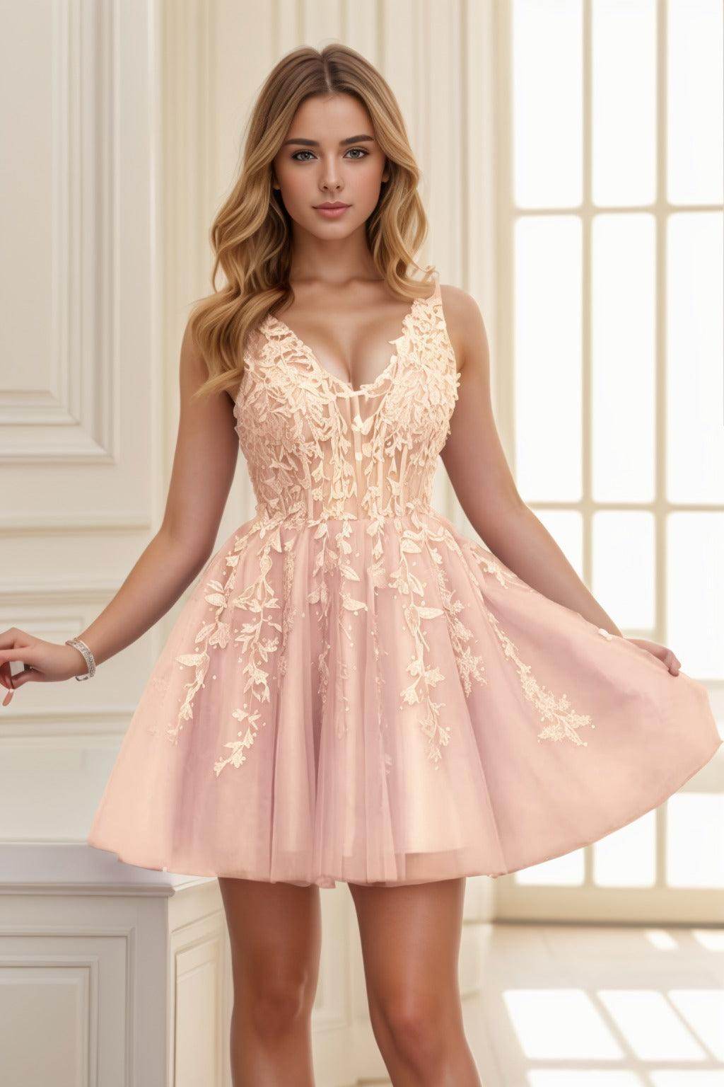 A-line Short-Mini Tulle Prom Dress CS0410