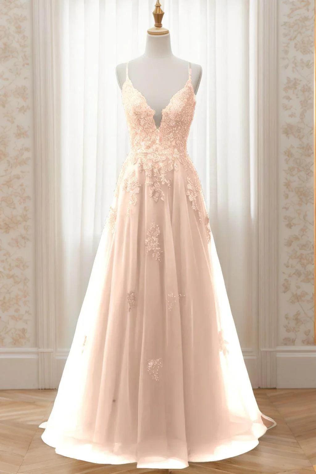 A-Line Sweep-Brush Train Tulle Prom Dress CS0463