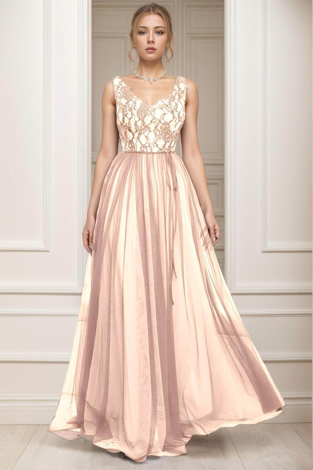 A-Line Sweep-Brush Train Tulle Prom Dress CS0466
